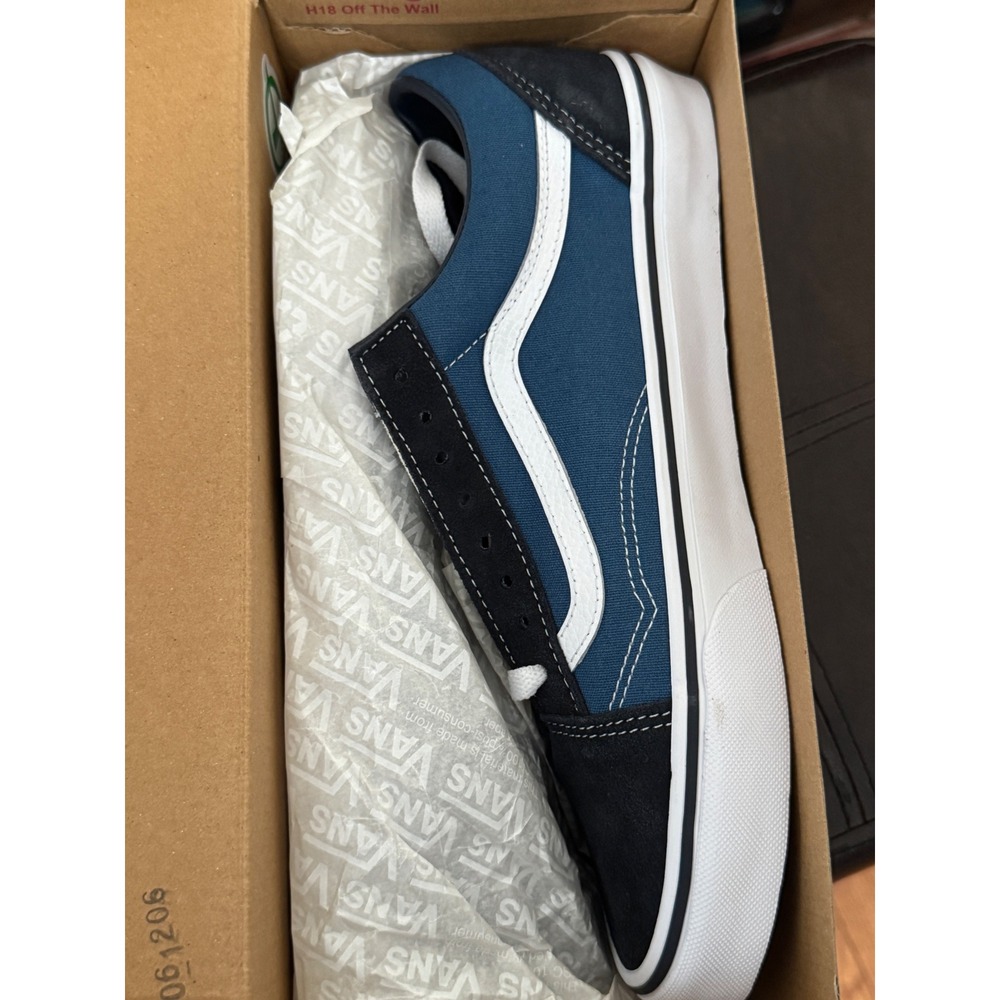 Vans Old Skool Mens 9 Navy Blue Black White VN000D3HNVY Classic Skate Shoes Low